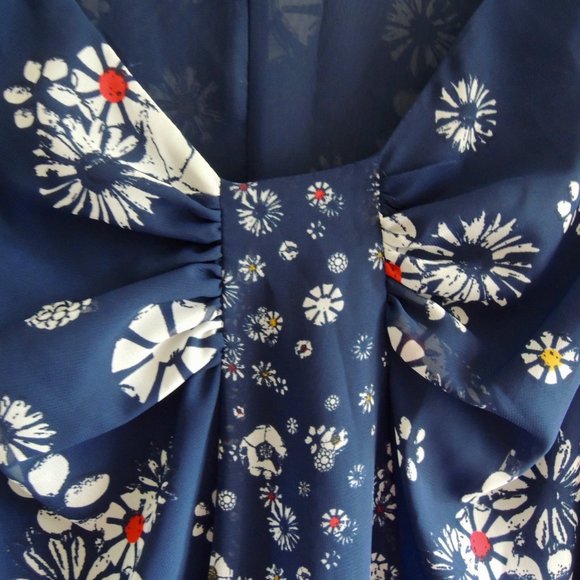 Jason Wu for Target Navy Blue Floral Chiffon Dress M - Picture 4 of 12